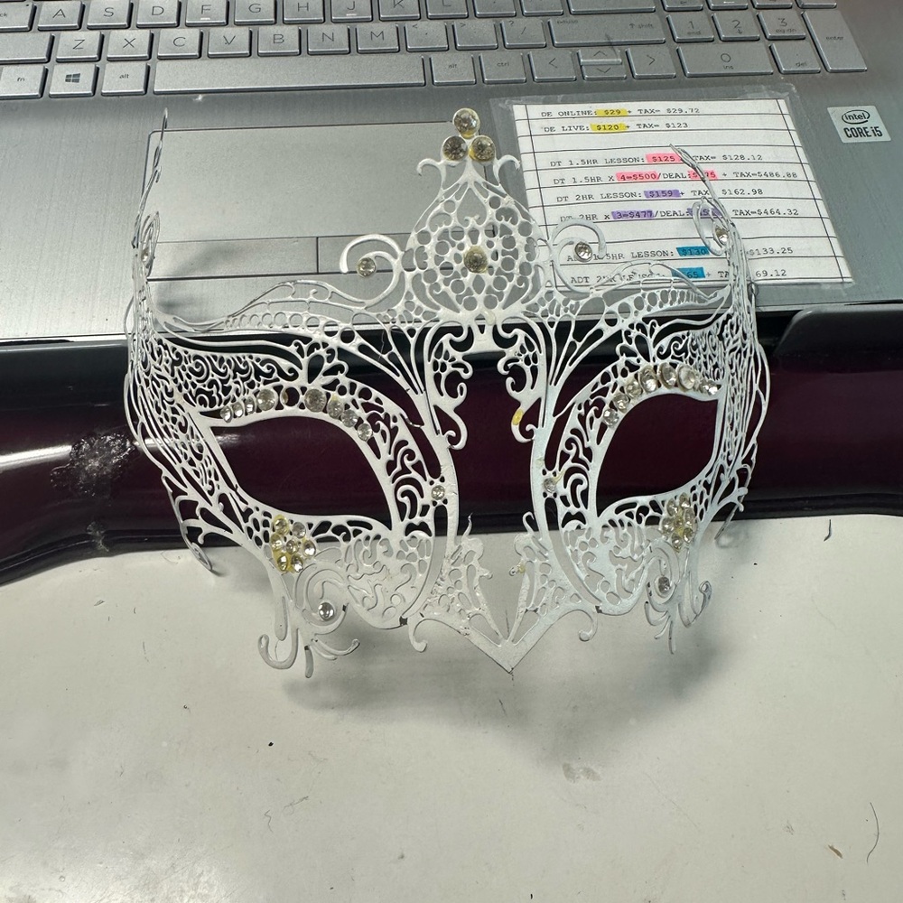 Elegant White Filigree Mask